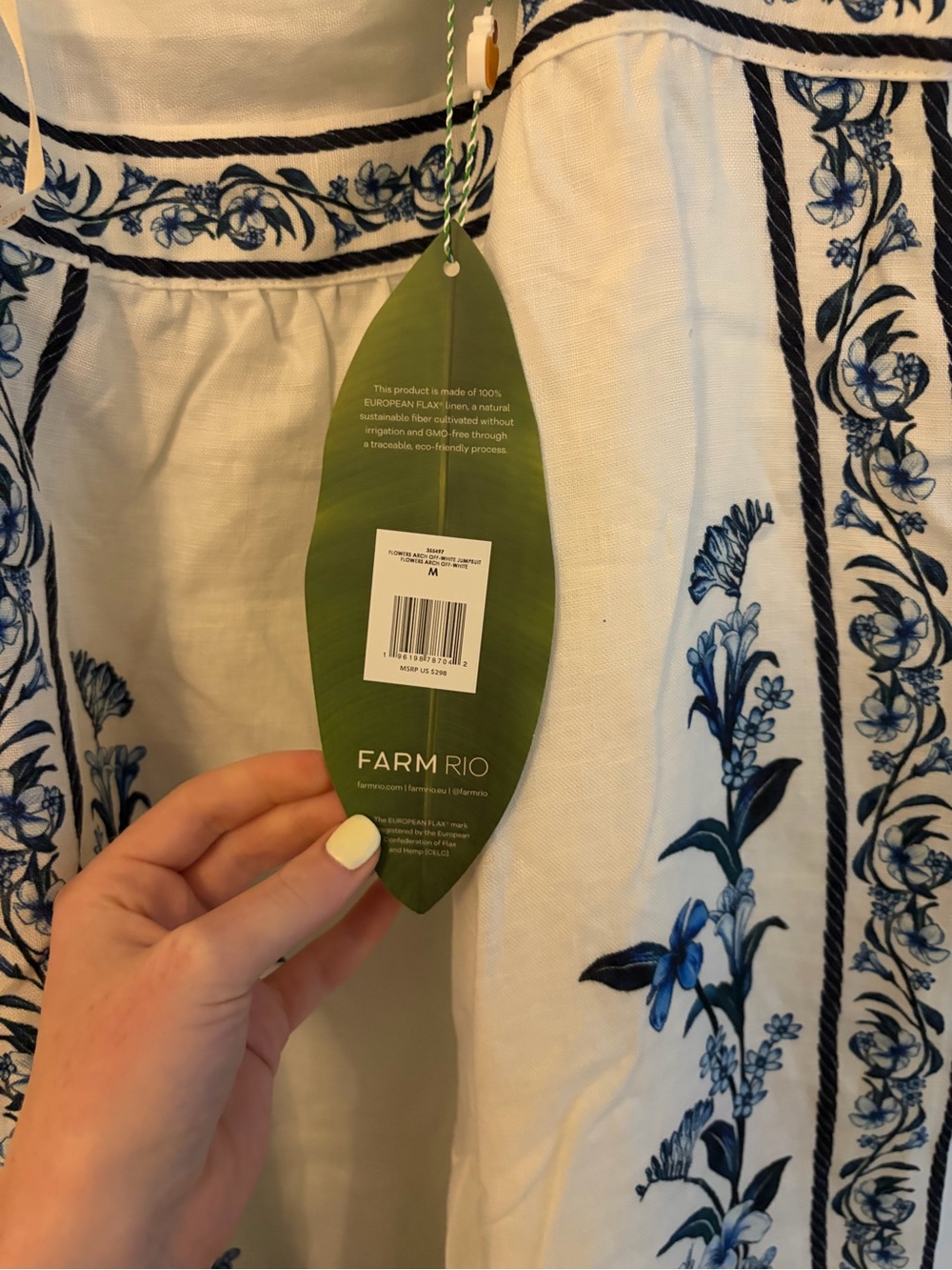 FARM Rio White Jumpsuit with Blue Floral Print - Picture 3 of 4